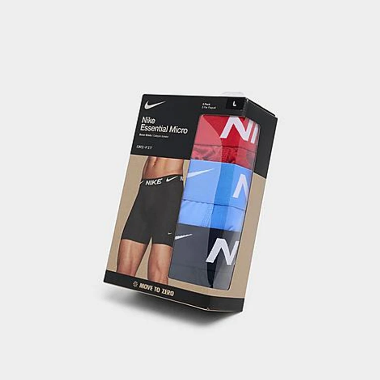 Men's Dri-FIT Essential Micro Boxer Briefs (3-Pack) in Red Swoosh/Blue Size: Small