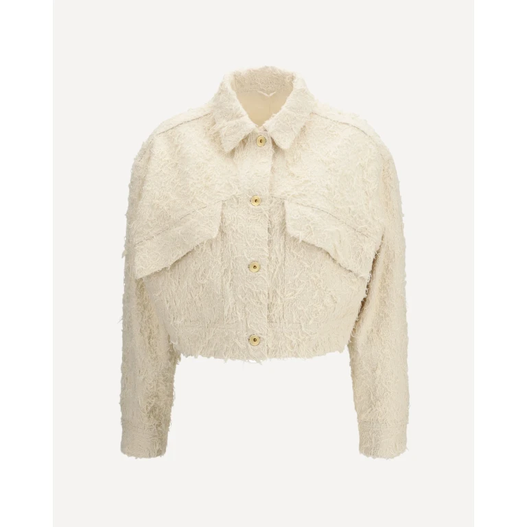 BRUNELLO CUCINELLI Fuzzy dyed denim outerwear Jacket with monili Female 42
