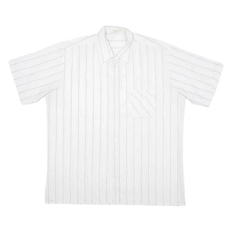 Mens Shirt White Striped 2XL