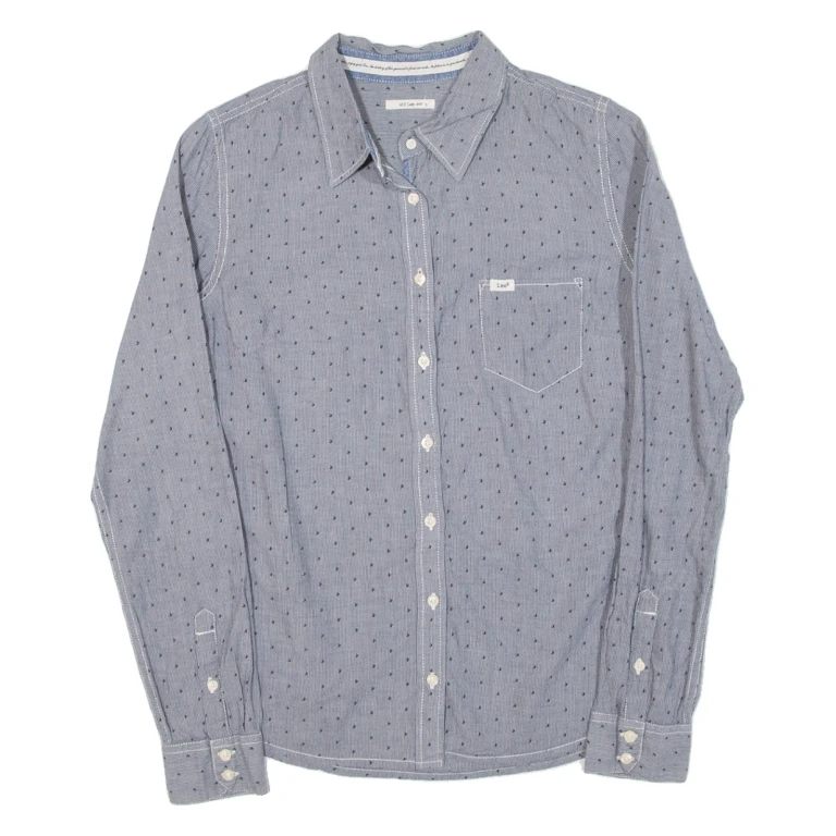 LEE Mens Shirt Grey Striped Long Sleeve S