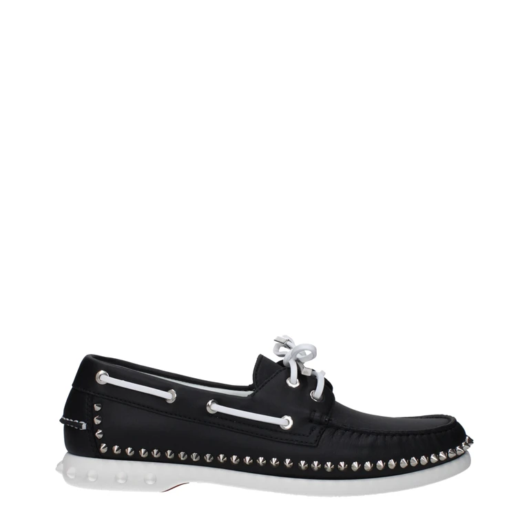 Christian Louboutin Black Leather Slip-On Loafers - Men