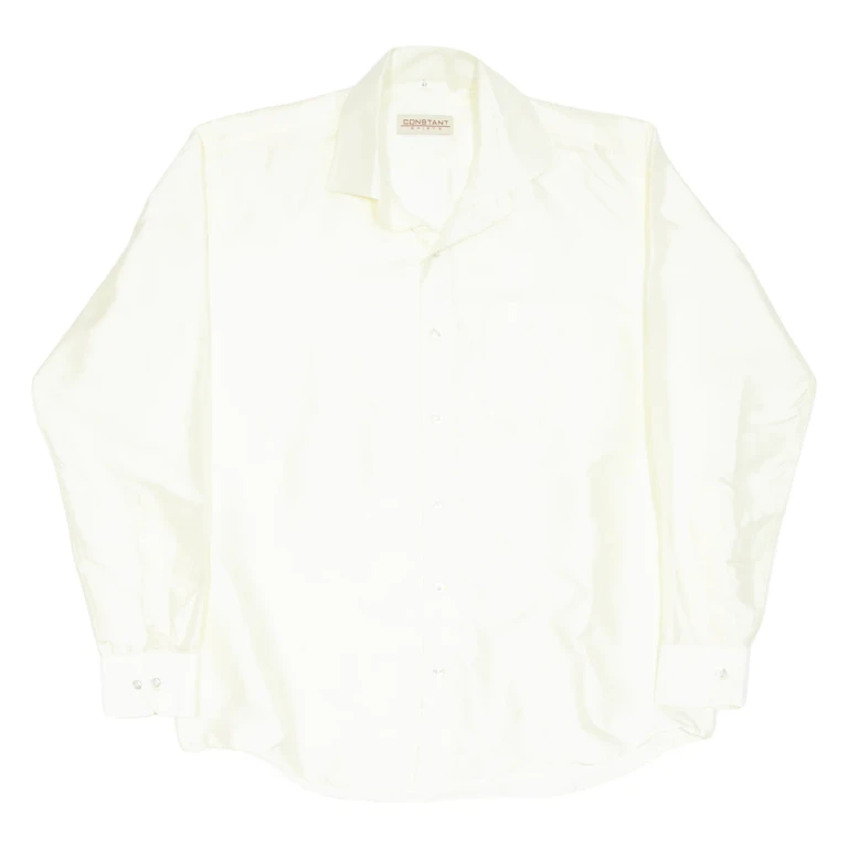 CONSTANT SHIRTS Mens Plain Shirt Yellow Long Sleeve L
