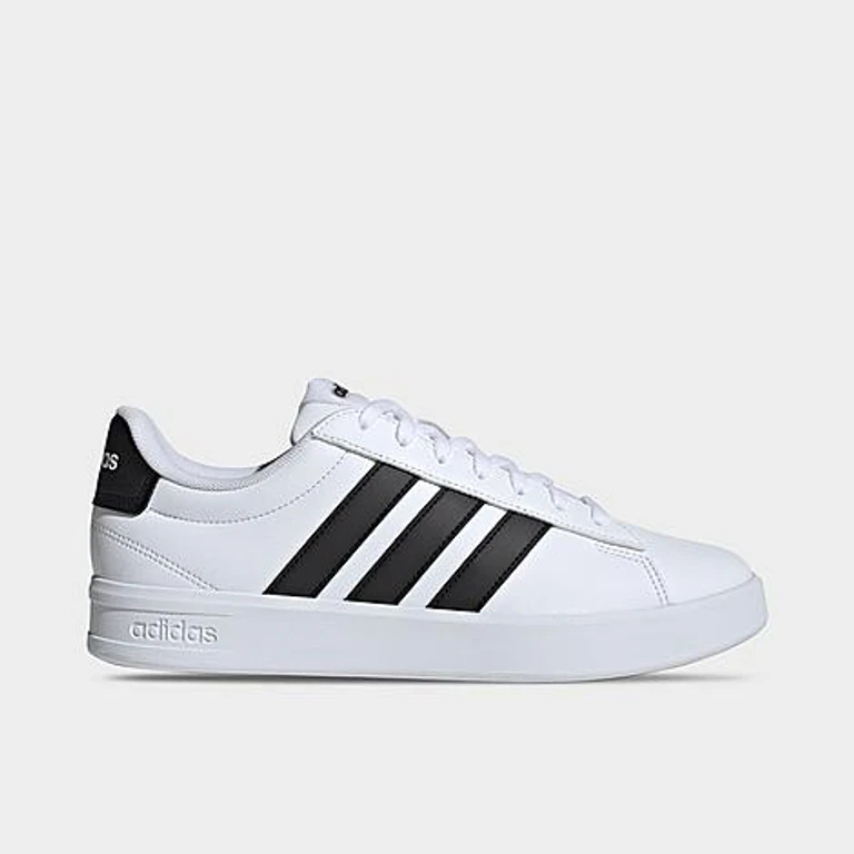 adidas Men's Grand Court Casual Shoes (Wide Width) in Cloud White/Core Black/Cloud White Size: 7.5