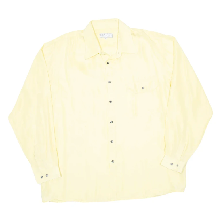 ICE WATER Mens Plain Shirt Yellow Long Sleeve XL