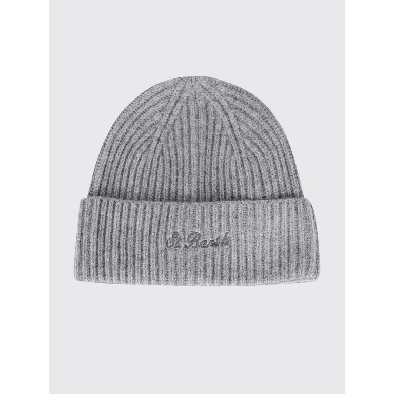 Ribbed Wool Beanie with Cuff and Embroidered Logo (MOS000400036L)