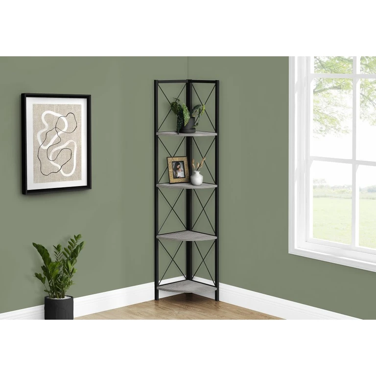 Jaden Gray 4-Tier Corner Bookcase
