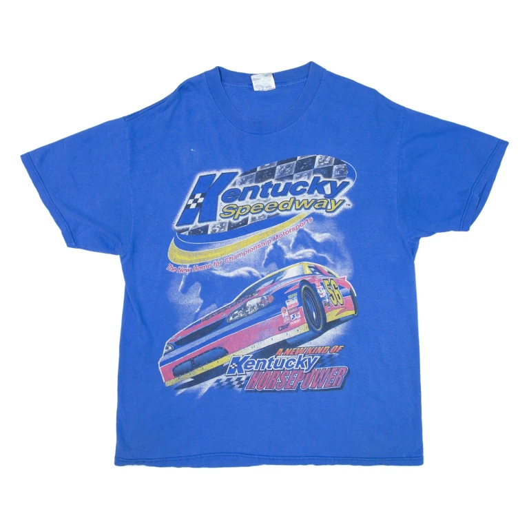 HANES Kentucky Speedway Mens T-Shirt Blue USA L