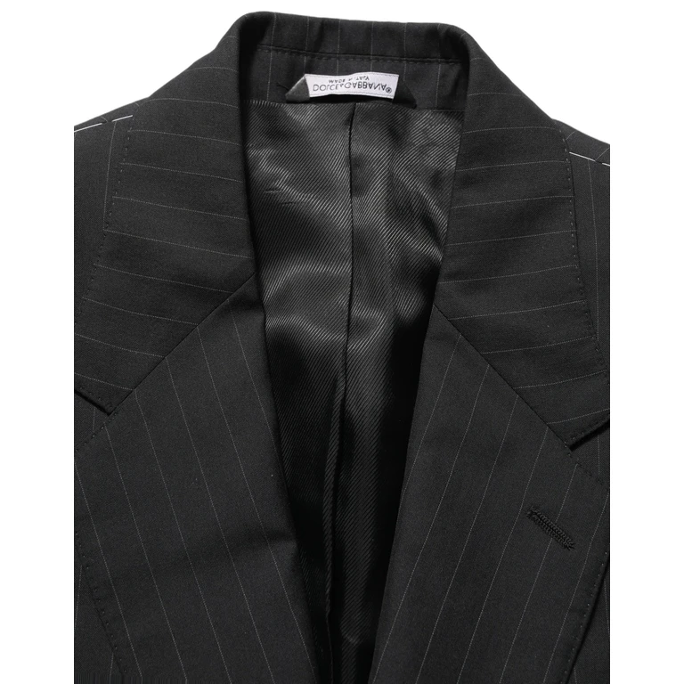 Dolce & Gabbana Black Stripes Wool Single Breasted Blazer Silk Virgin Clothing - Men