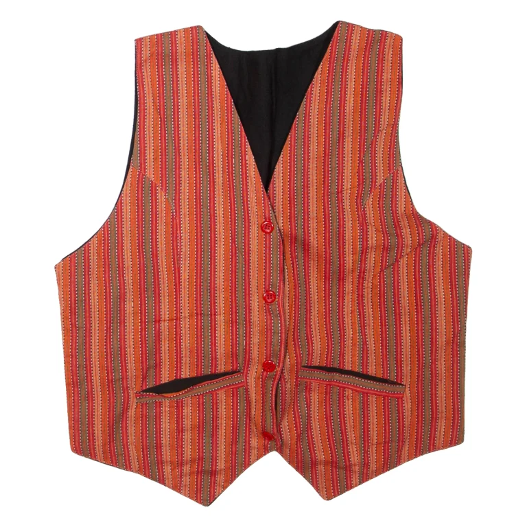 Mens Waistcoat Red Striped M