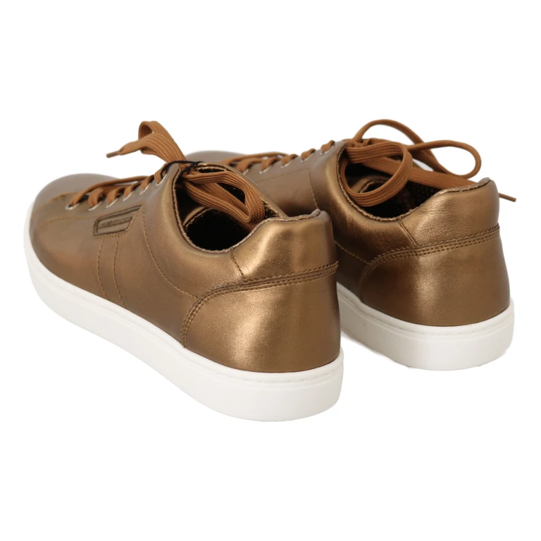 Dolce & Gabbana Gold Leather Mens Casual Sneakers - Men