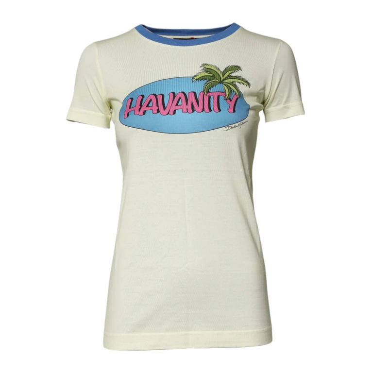 Dolce & Gabbana Light Yellow Cotton Short Sleeve T-Shirt - Women
