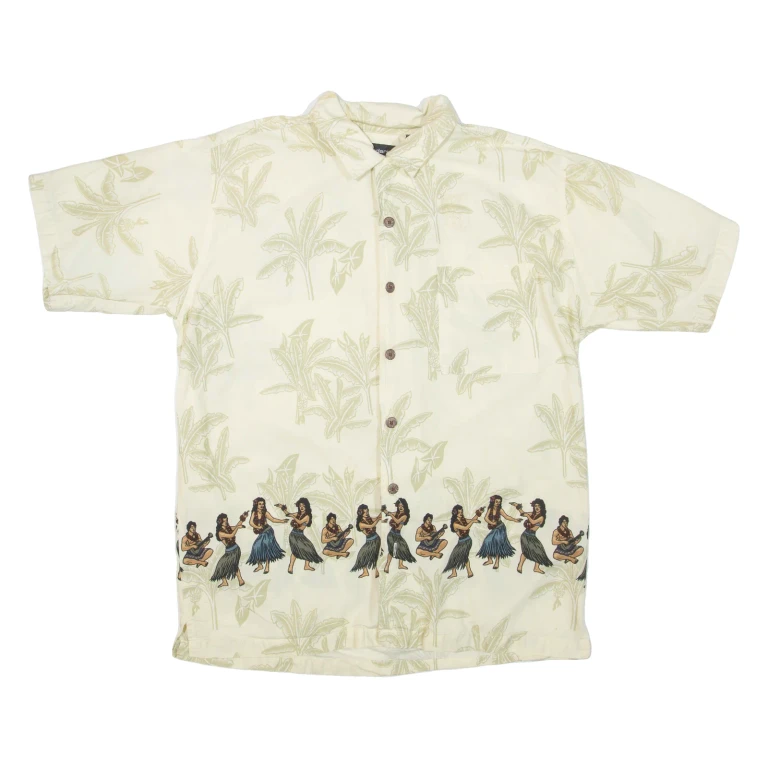NO BOUNDARIES Mens Hawaiian Shirt Yellow Floral L