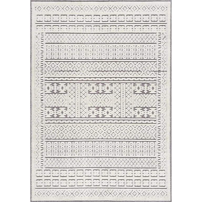 Bahar Cream & Gray Washable Area Rug - Clearance