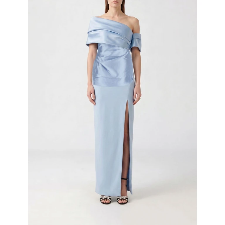 Asymmetric Off-The-Shoulder Satin Sheath Long Evening Gown (OS48039LIGHTBLUE)
