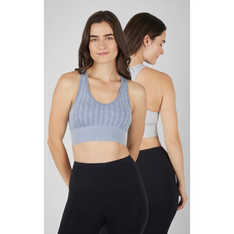 2 PK Seamless Cable Knit Racerback Bra Top