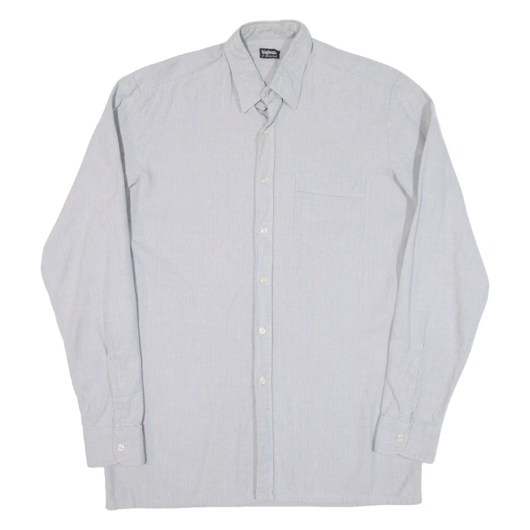 Mens Shirt Grey Striped Long Sleeve M