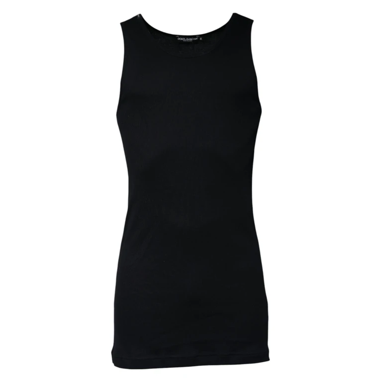 Dolce & Gabbana Black Cotton Sleeveless Round Neck Tank T-Shirt - Men