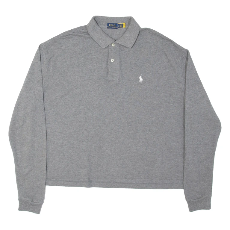 POLO RALPH LAUREN Womens Polo Shirt Grey Long Sleeve S