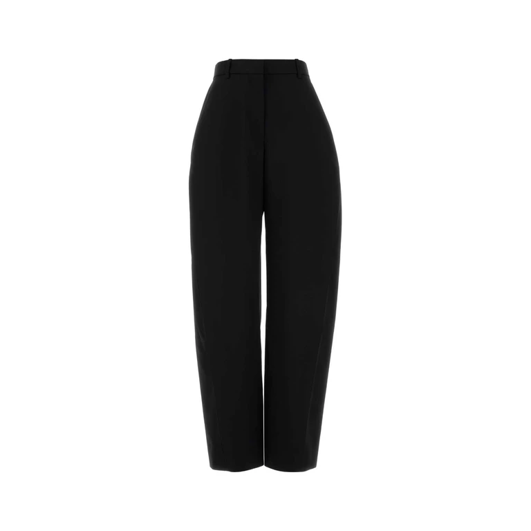 Black Wool Wide-Leg Pant Exterior: Pantaloni - Women