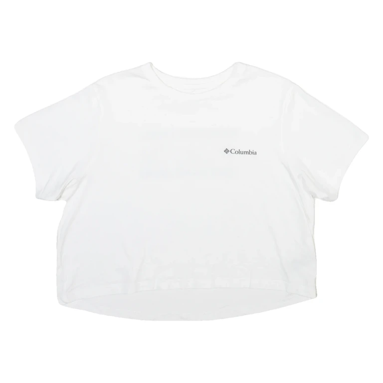 COLUMBIA Cropped Womens T-Shirt White Crew Neck M
