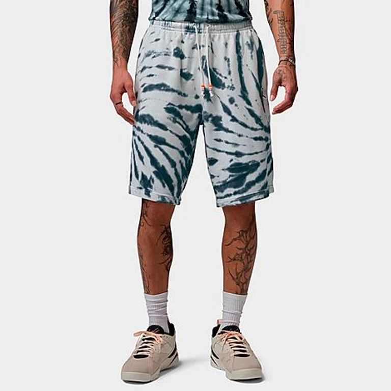 Men's Jordan Brooklyn Tie-Dye Festival Fleece Shorts in Sail/Off Noir/Black Size: XS