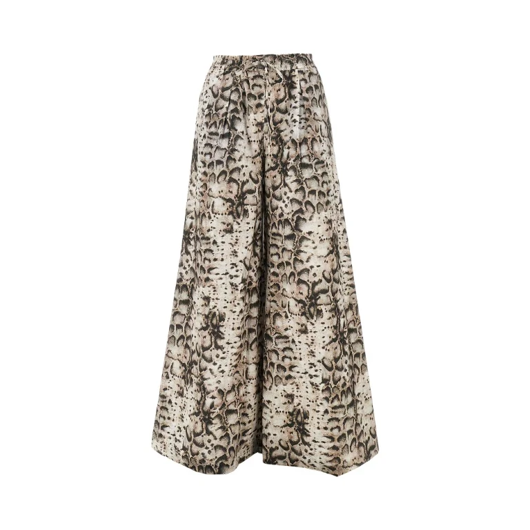 PINKO Animalier muslin wide pants Woman XS