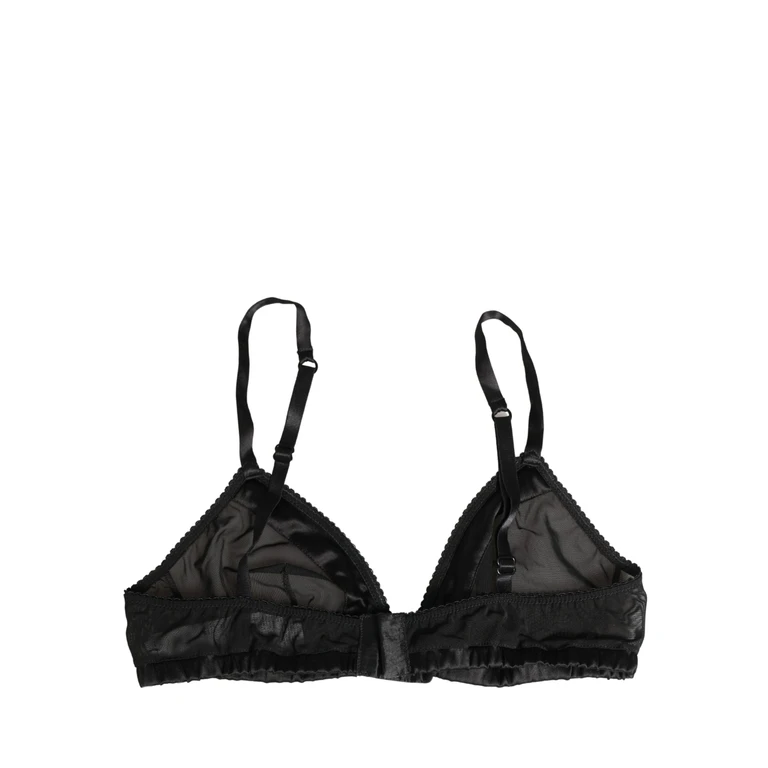 Dolce & Gabbana Black Nylon Stretch Soft Cup Brassiere Underwear Elastane Silk Clothing - Women