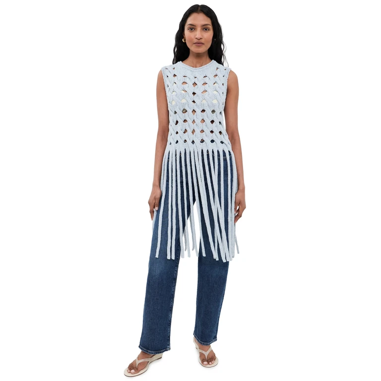 AKNVAS Kiki Fringe Top Light Blue L