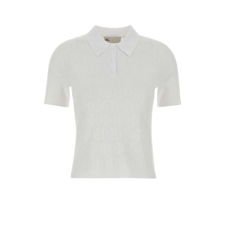 White Stretch Viscose Blend Polo Shirt - Women