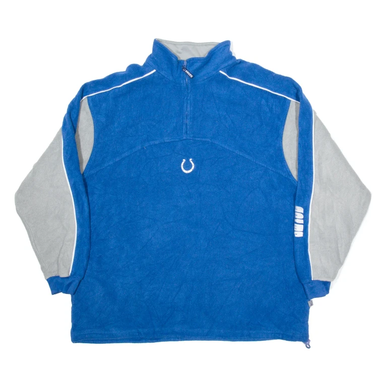 NFL Colts Mens Fleece Blue 1/4 Zip Tight Knit XL