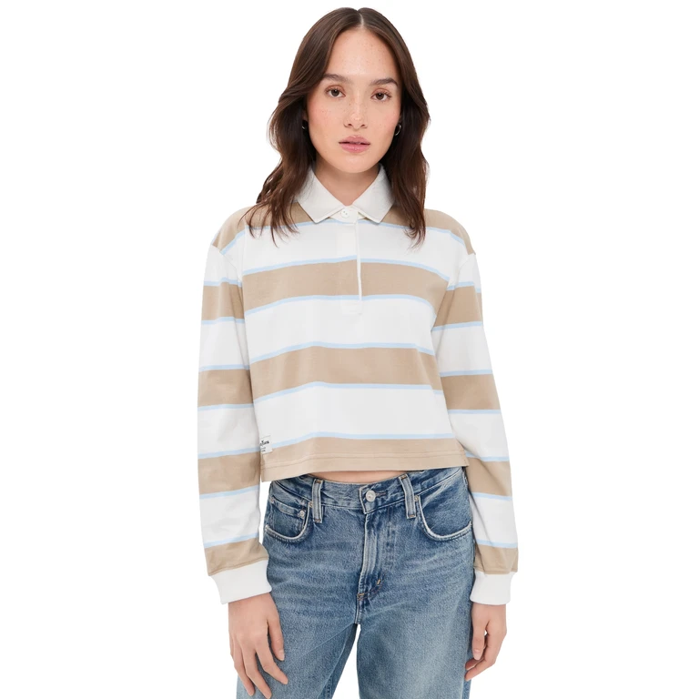 Rowing Blazers Cropped Striped Rugby Khaki Rugby Stripe L