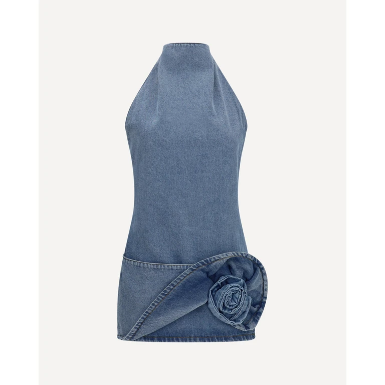 Halterneck denim mini Dress Female 38