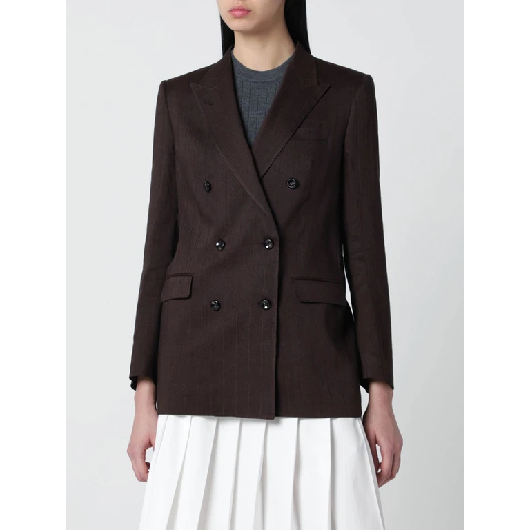 Double-Breasted Linen-Blend Blazer with Peak Lapels (JJASMINE10BA40005M1078)