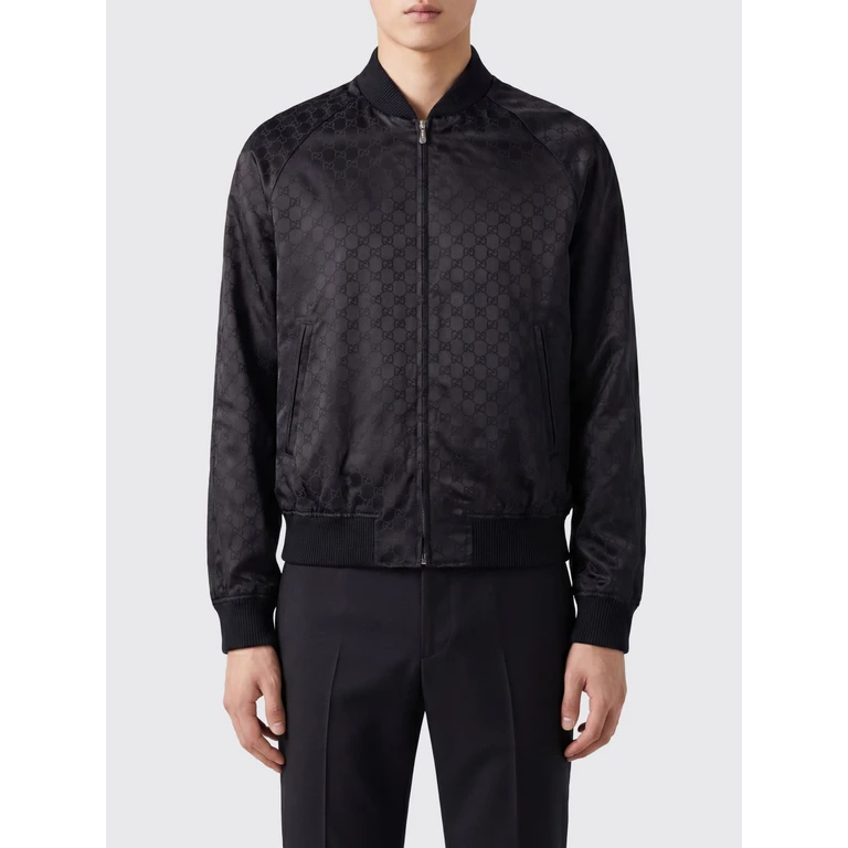 Cotton-Blend Bomber Jacket with Monogram Motif and Zip Closure (864277ZAUUK1000)