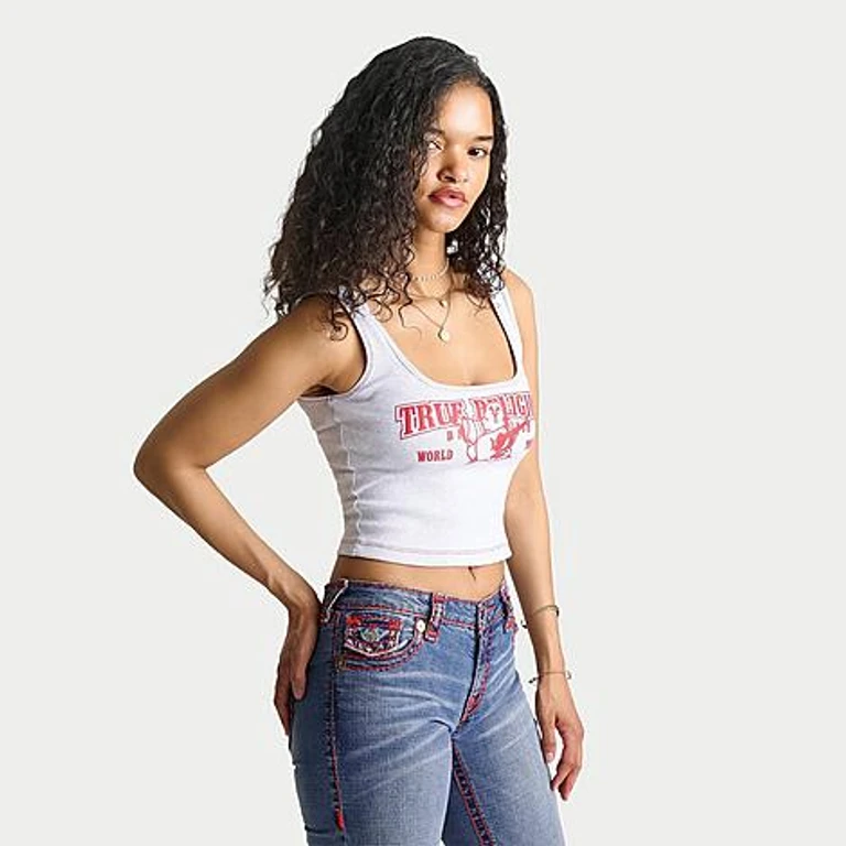 Women's Contrast Ribbed Tank Top in Heather Grey Size: XS