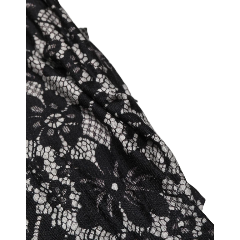 Dolce & Gabbana Black White Floral Lace Sleeveless Midi Dress Viscose Elastane - Women