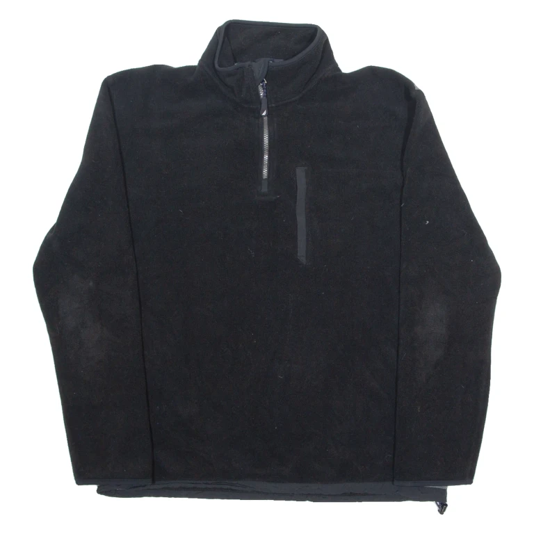 NAUTICA Mens Fleece Black 1/4 Zip Tight Knit L
