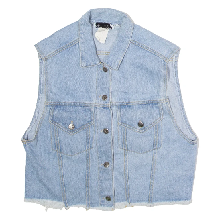 DISNEY Mickey Mouse Womens Denim Waistcoat Blue 90s USA M