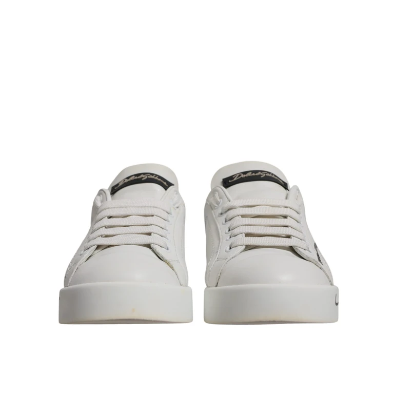White Blue Logo Portofino Sneakers Shoes And Calfskin Leather - Women