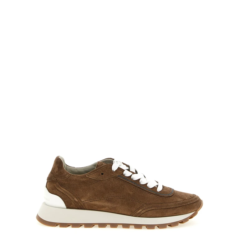 Brunello Cucinelli Brown Calfskin Low Top Sneakers - Women