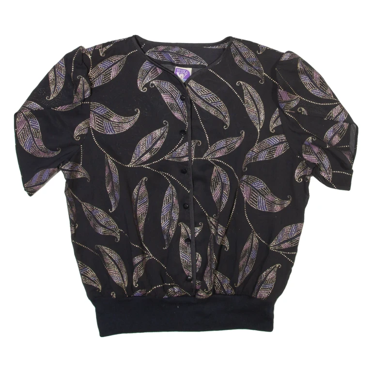 YESSICA Womens Shirt Black Floral S