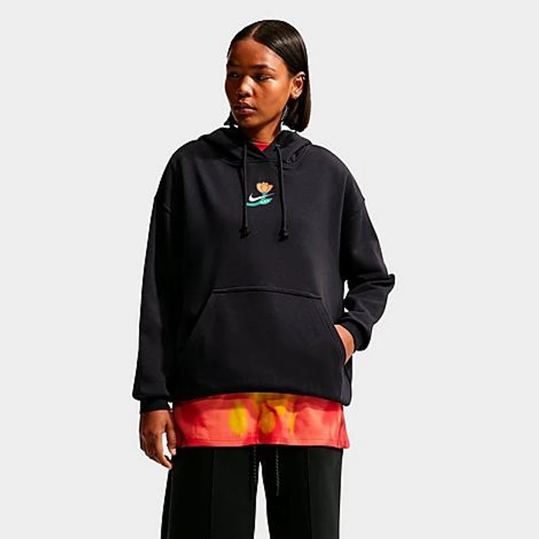 Nike Women's Phoenix Fleece Oversized Pullover Basketball Hoodie in Black Size: XS