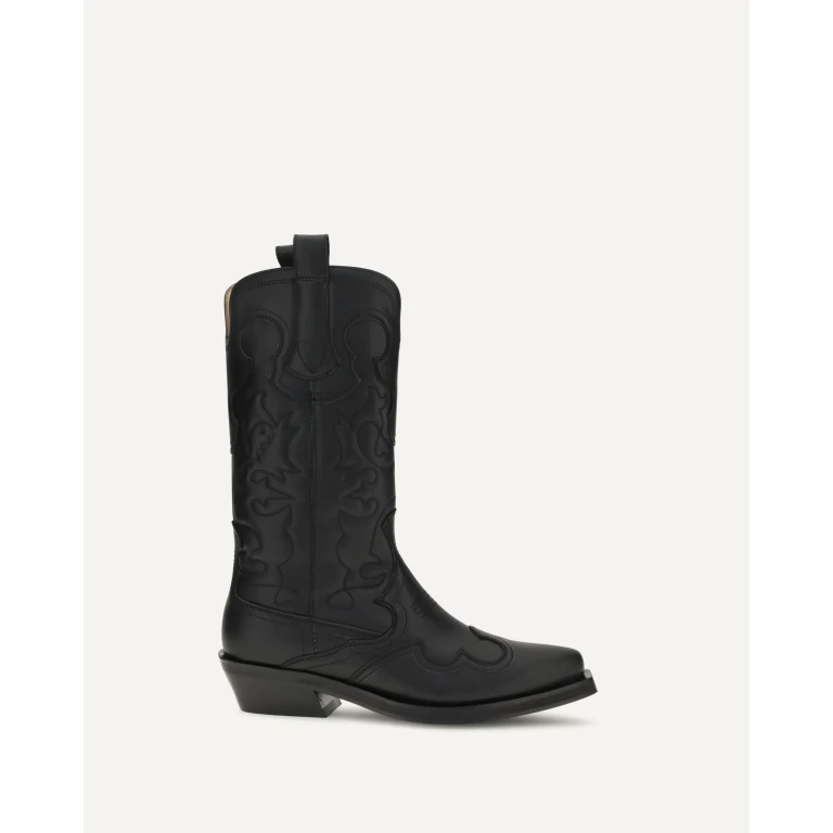 GANNI Embroidered Western Boots Female 41