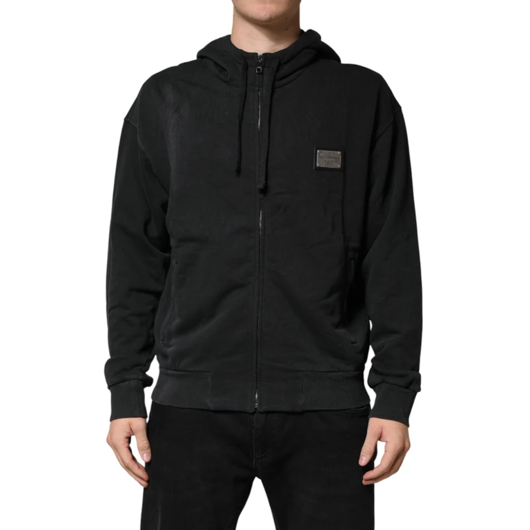 Dolce & Gabbana Black Full Zip Hooded Men Sweatshirt Sweater Clothing - Men