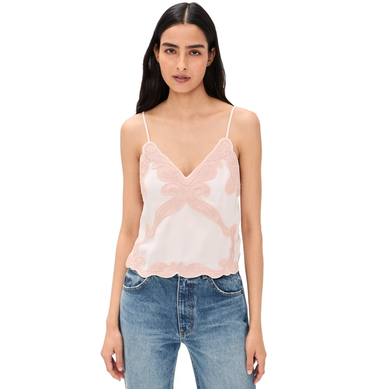 rag & bone Ann Embroidered Tank Top Blush 6