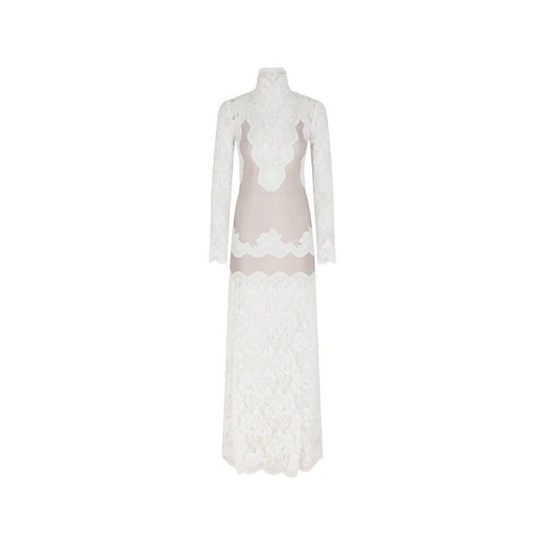 Rabanne Lace-panelled Long-sleeve Maxi Dress
