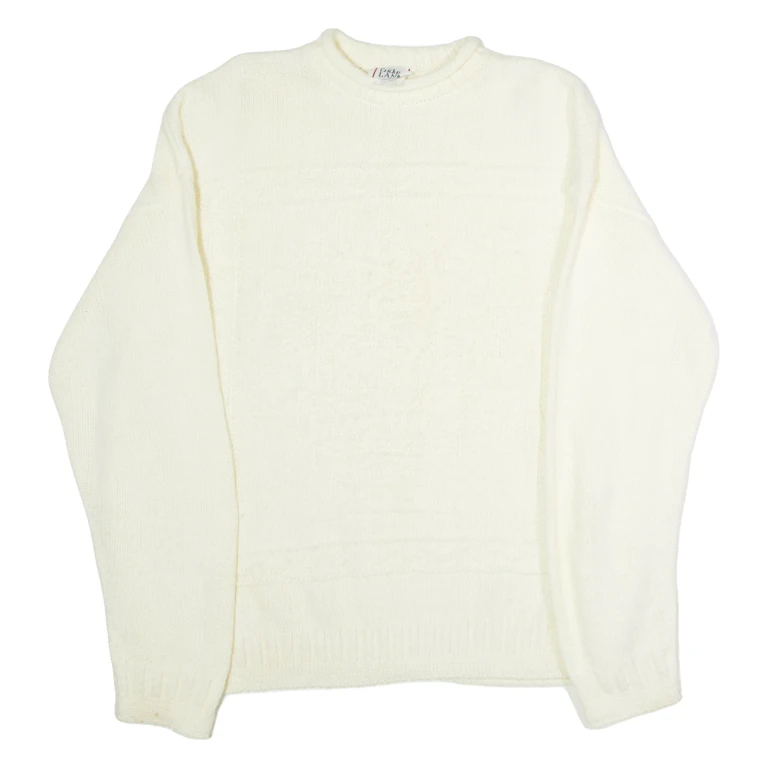 CRICKET LANE Womens Jumper Cream High Neck 80s Tight Knit UK 26