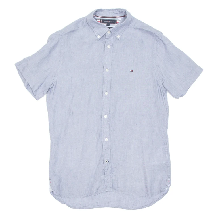 TOMMY HILFIGER Slim Fit Mens Plain Shirt Blue S