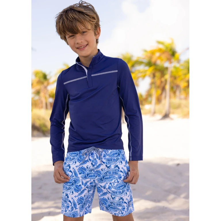 Boys Navy Zip Rashguard