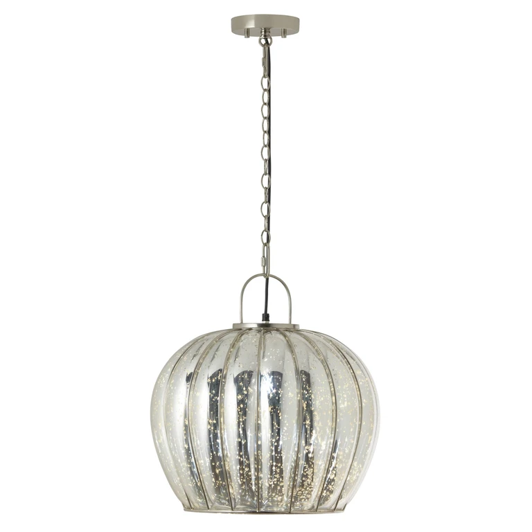 River of Goods Nickel-Finish and Silver Globe Shade Pendant Light